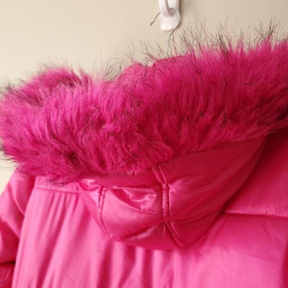 JUSTICE Girls Hot Pink Winter Hooded Puffer Jacket 12 14 Bubblegum Warm Cozy - Picture 12 of 14